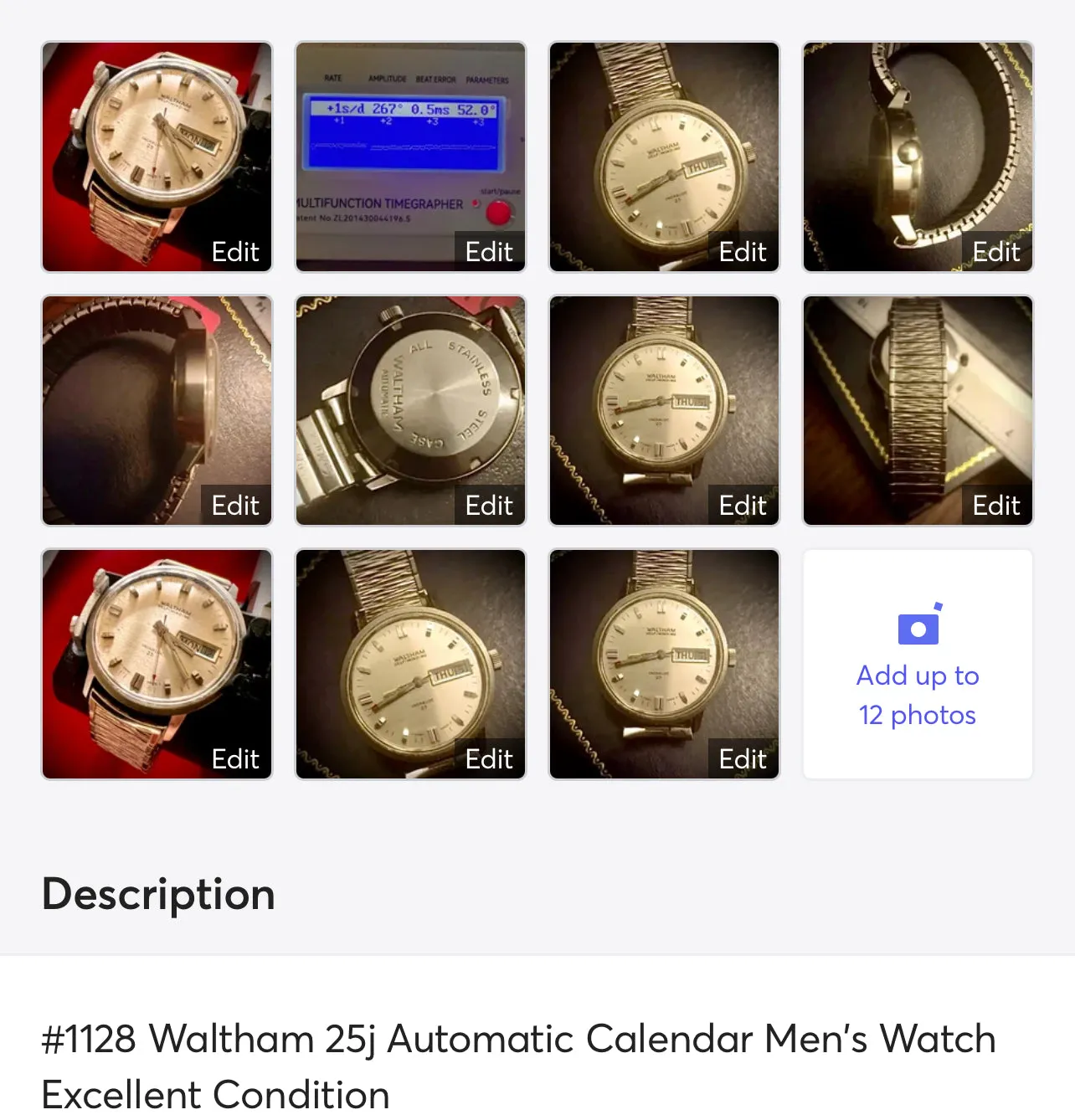 #1128 Waltham 25 jewls Automatic Calendar Men's Watch Excellent Condition keeping accurate time