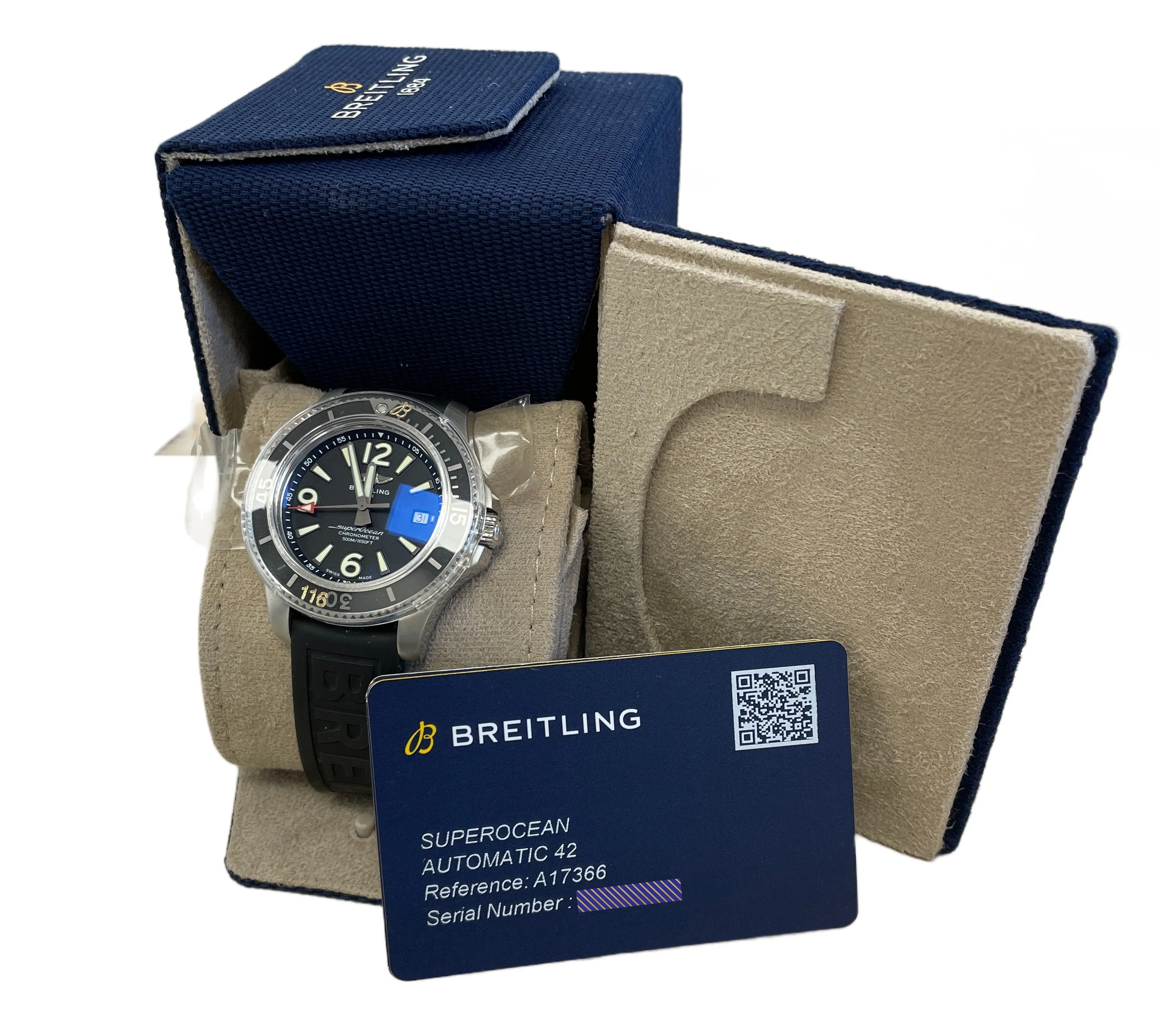 2022 Breitling SuperOcean Heritage 42 A17366 Black 42mm Steel Rubber Watch BP