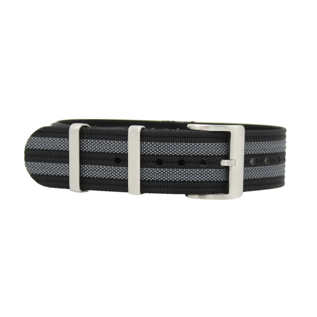 20mm Nato Strap - Black & Grey Striped