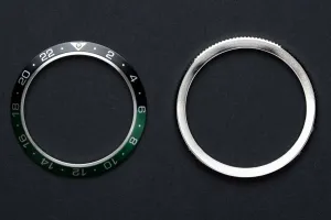 41.5mm Bezel Bundle - Diver Sprite GMT Bezel Insert (Black & Green - Type B) & Silver Bezel