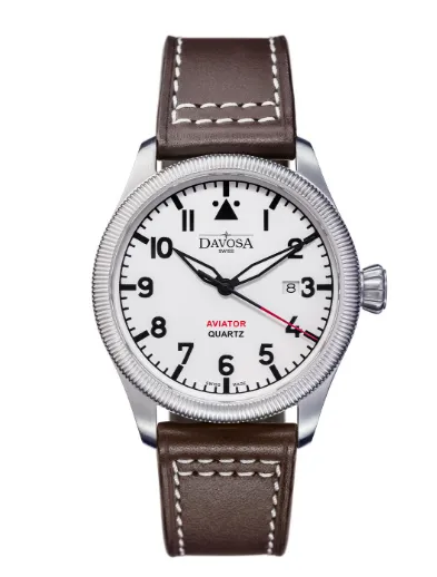 Aviator Quartz Swiss-Made White Men's Dress Watch 16249815