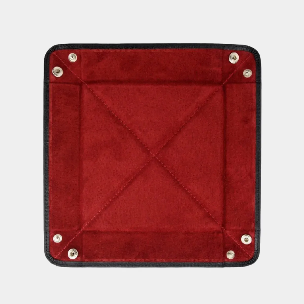 Black Leather & Red Suede Small Travel Tray