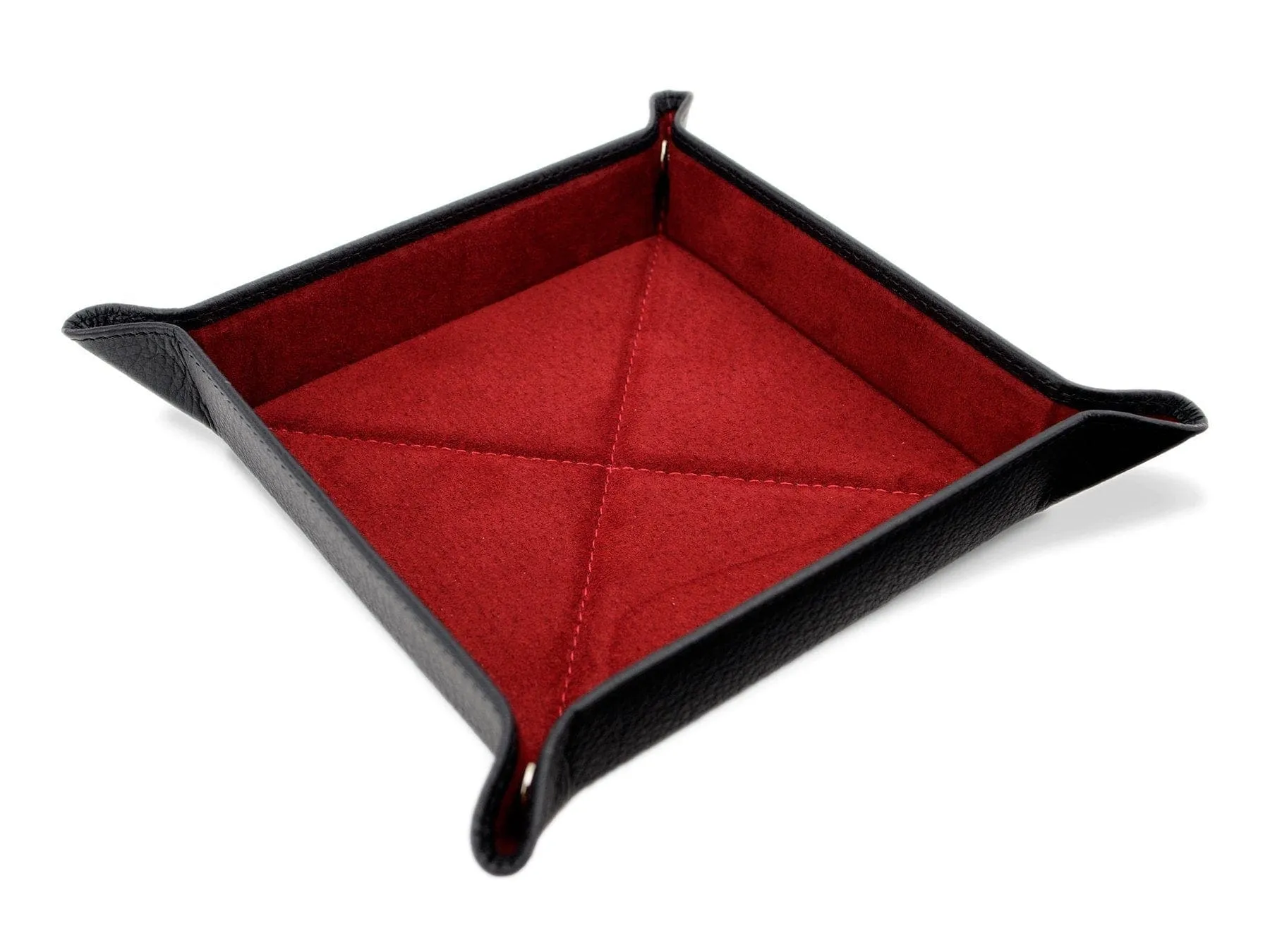 Black Leather & Red Suede Small Travel Tray