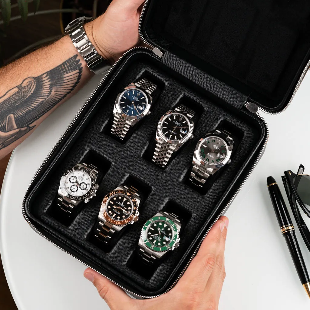 Black Saffiano Watch Box – Six Watches