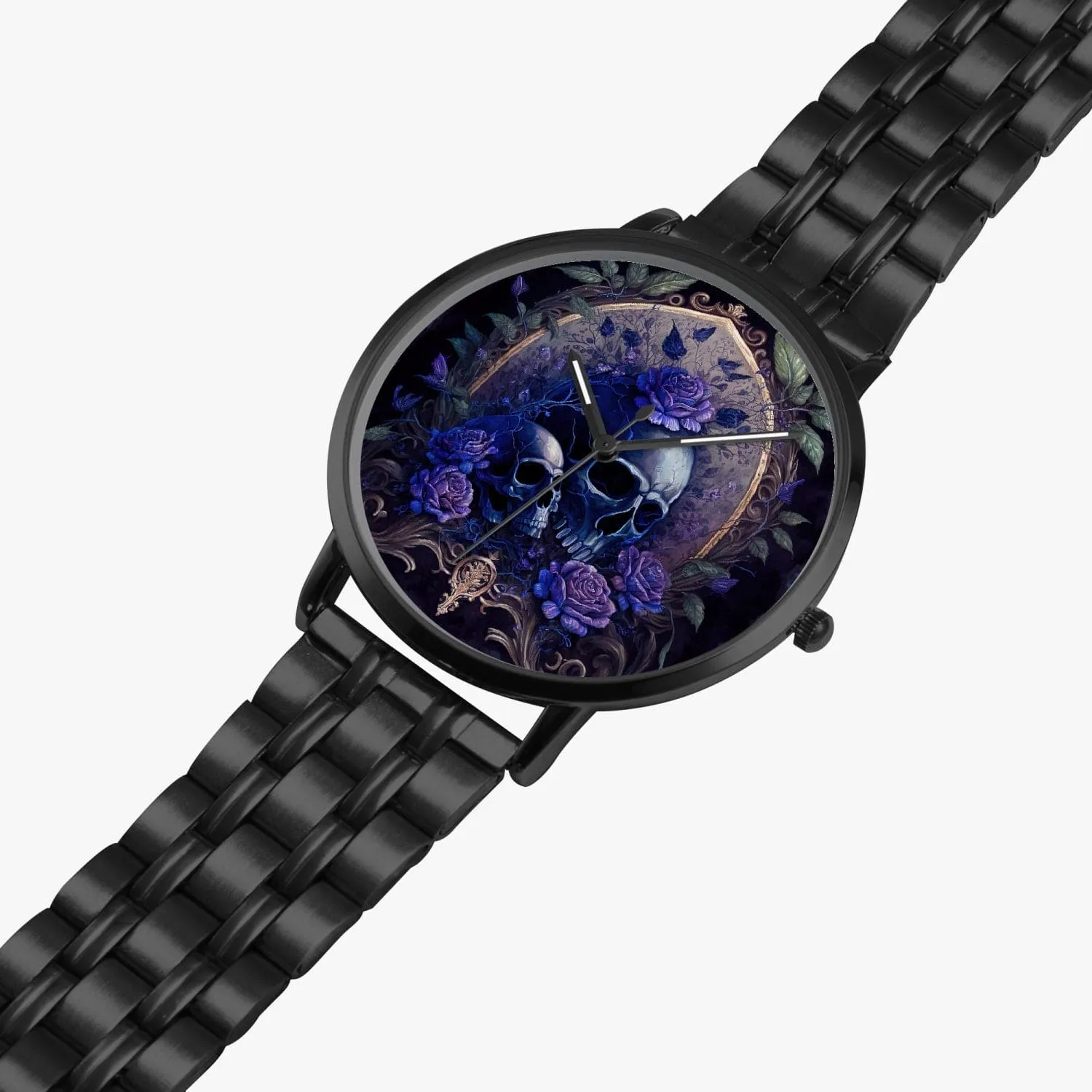 Blue Skulls Floral Instafamous Steel Strap Quartz watch 3 Colors