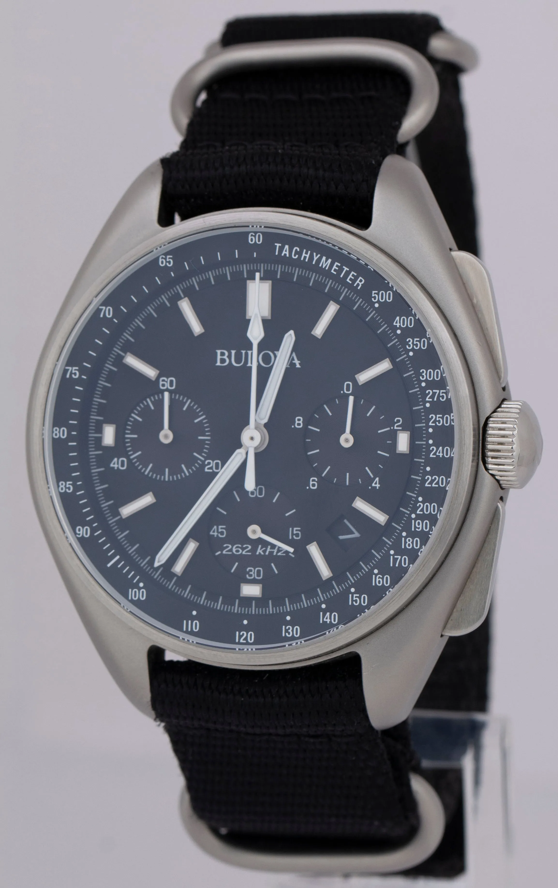 Bulova Lunar Pilot 96B251 Papers 45mm 262 kHz Black Chronograph Stainless B P