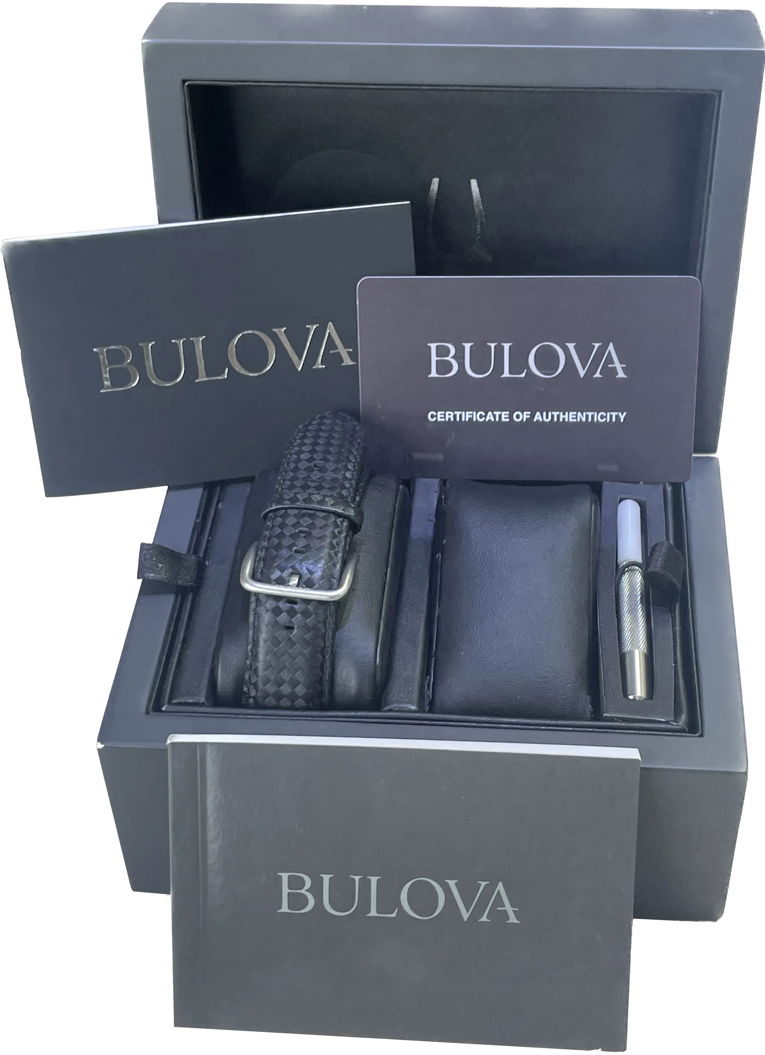 Bulova Lunar Pilot 96B251 Papers 45mm 262 kHz Black Chronograph Stainless B P