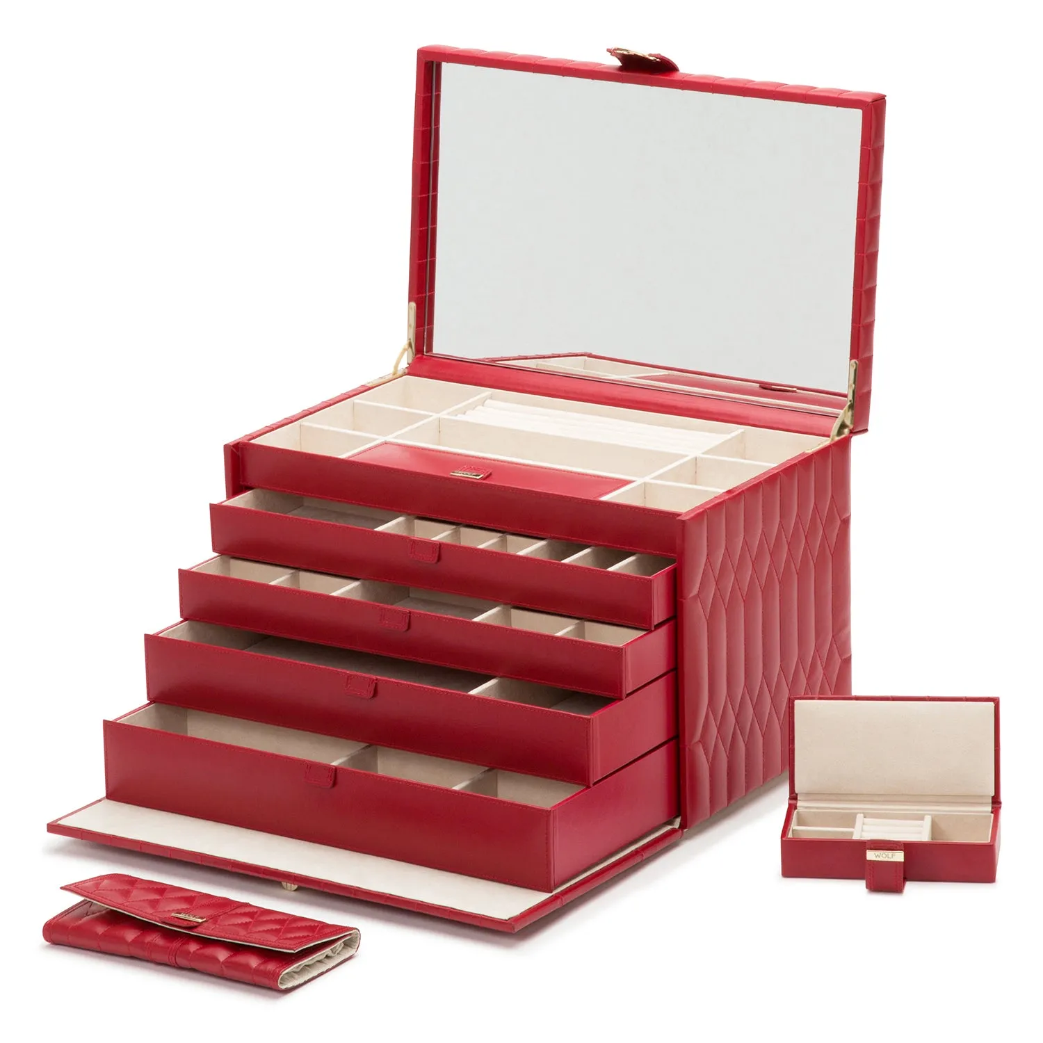 Caroline Extra Large Jewelry Case Red