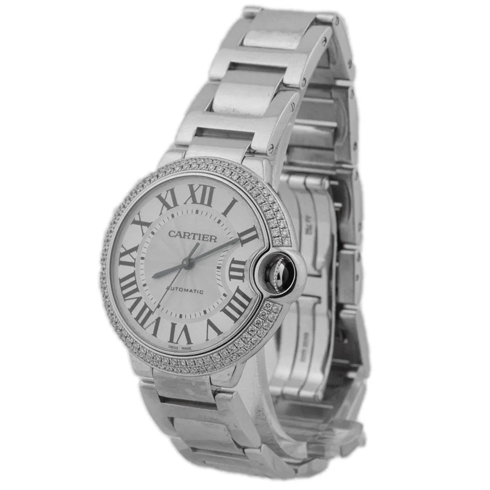 Cartier Ballon Bleu 18K White Gold 36mm Silver Roman Dial Watch Reference #: WE9006Z3