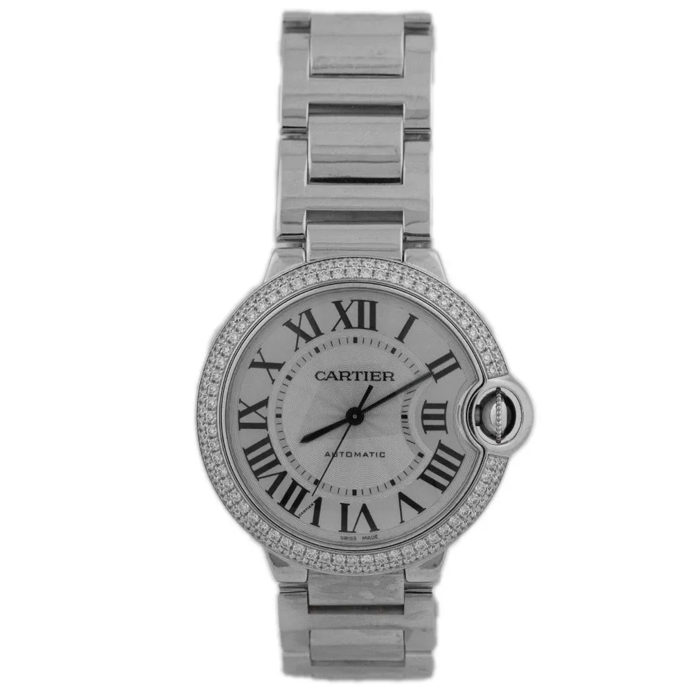 Cartier Ballon Bleu 18K White Gold 36mm Silver Roman Dial Watch Reference #: WE9006Z3