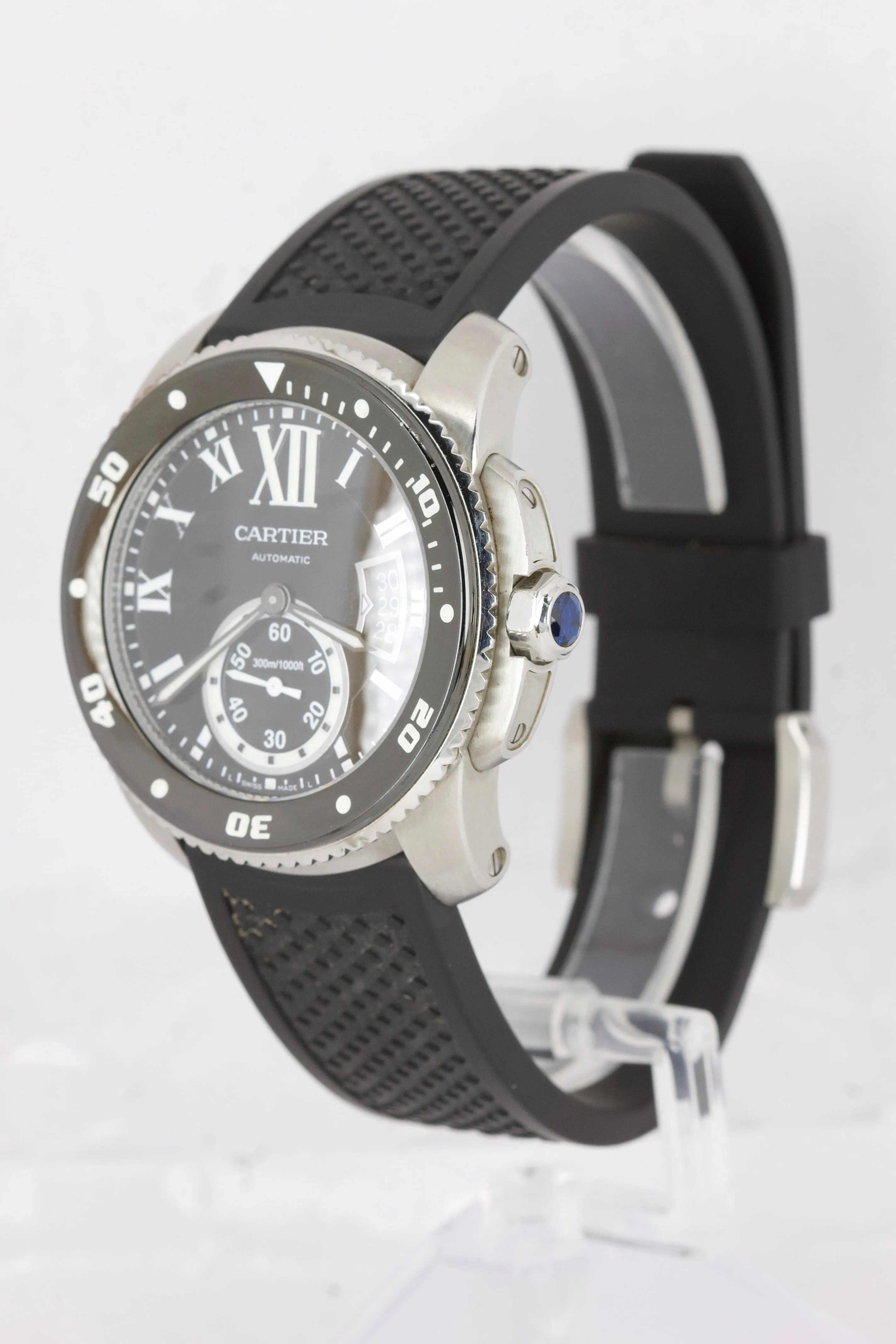 Cartier Calibre Diver Stainless Steel Black Rubber 42mm Watch 3729 W7100056