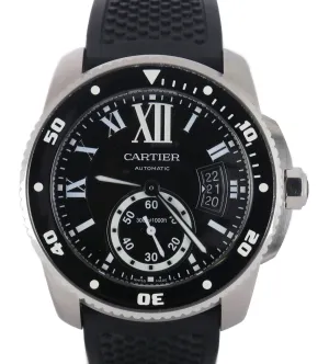 Cartier Calibre Diver Stainless Steel Black Rubber 42mm Watch 3729 W7100056