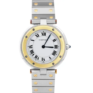 Cartier Santos Ronde Two-Tone 27mm Stainless Steel Gold Roman Quartz Watch 8191