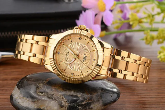 CHENXI Luxury Brand Man Gold Dress Watches Stainless Steel Unique Woman Men Business Quartz Wristwatch Waterproof Lover's Clock