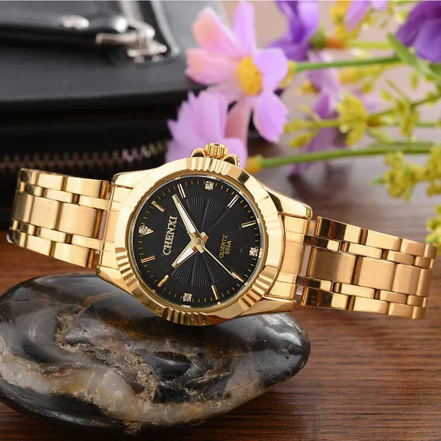 CHENXI Luxury Brand Man Gold Dress Watches Stainless Steel Unique Woman Men Business Quartz Wristwatch Waterproof Lover's Clock