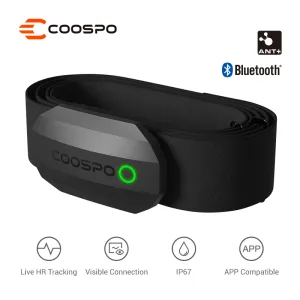 COOSPO H808S Heart Rate Monitor Bluetooth ANT  Chest Strap Heart Rate Monitor, Compatible with CoospoRide Peloton Zwift DDP Yoga Bike Computers Sports Watches