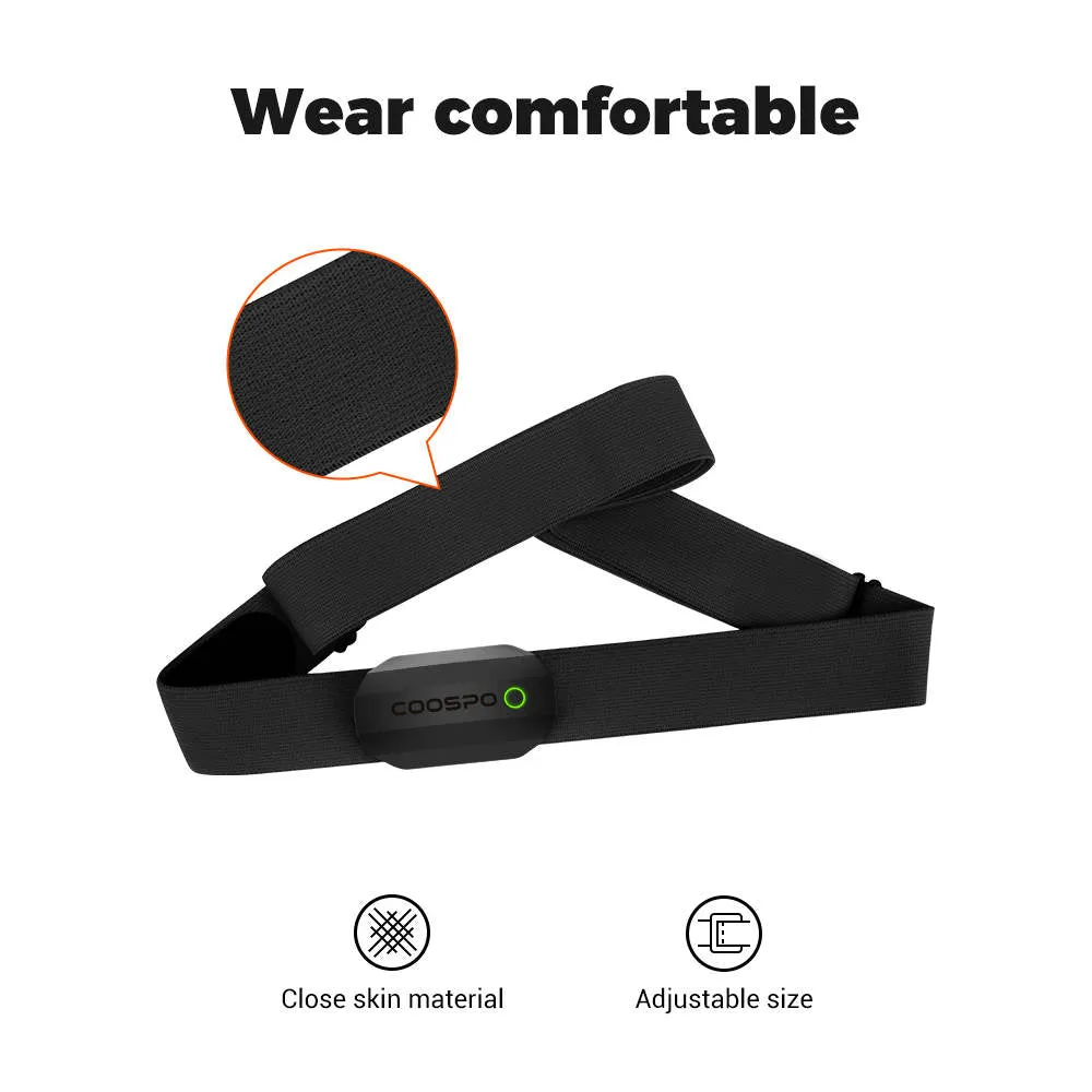 COOSPO H808S Heart Rate Monitor Bluetooth ANT  Chest Strap Heart Rate Monitor, Compatible with CoospoRide Peloton Zwift DDP Yoga Bike Computers Sports Watches