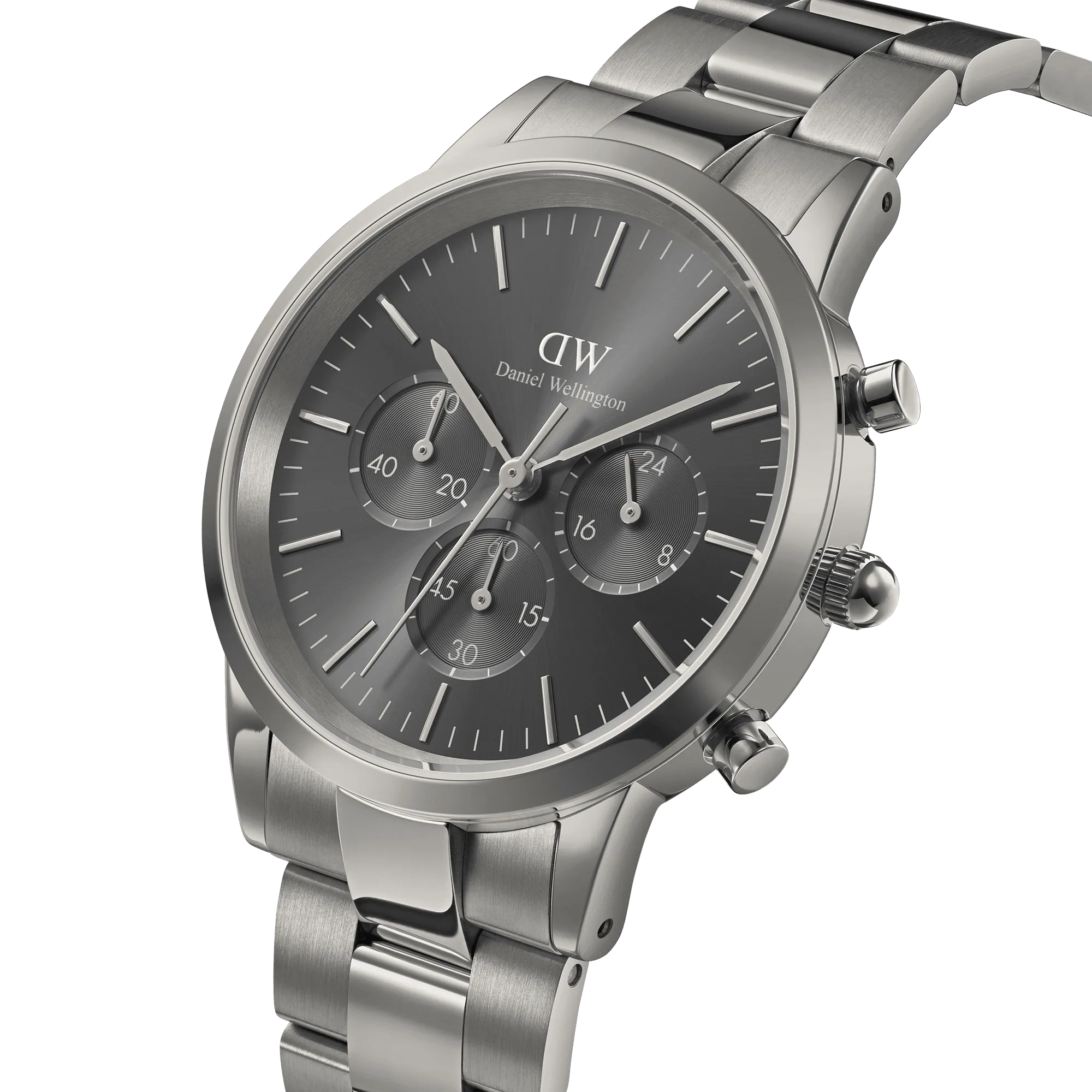 Daniel Wellington Iconic Chronograph 42 Link Anthracite-Grey Sunray Watch