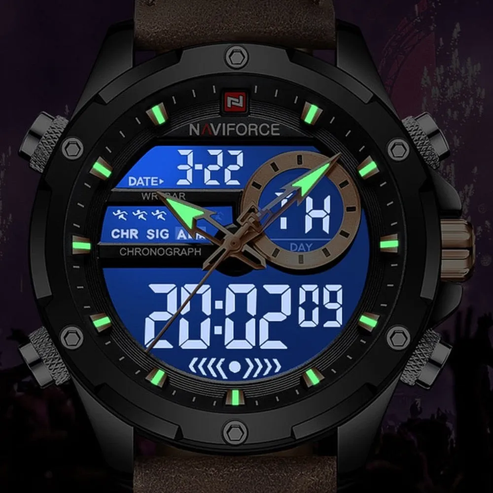 Dual Mode Digital Mens Military Watch Waterproof