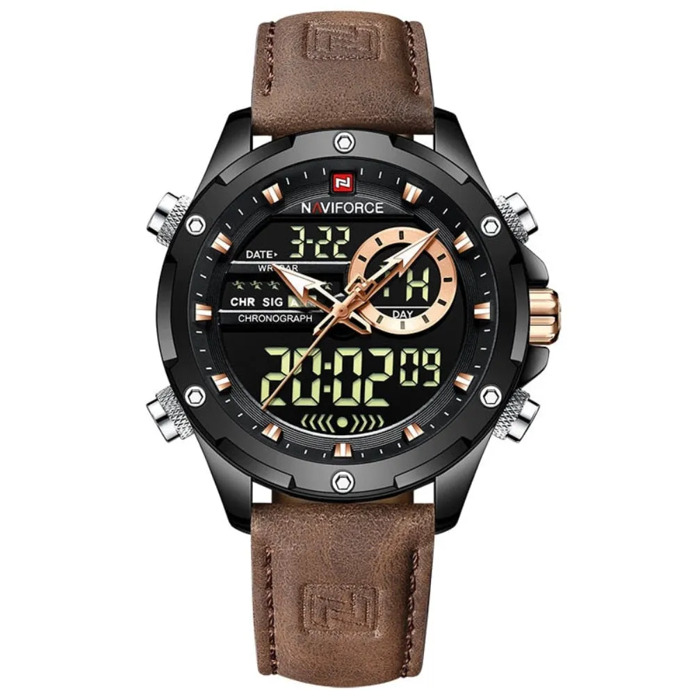 Dual Mode Digital Mens Military Watch Waterproof