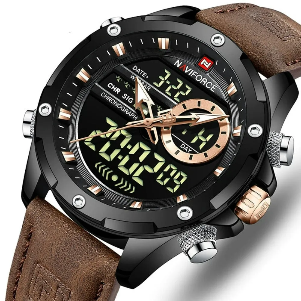 Dual Mode Digital Mens Military Watch Waterproof