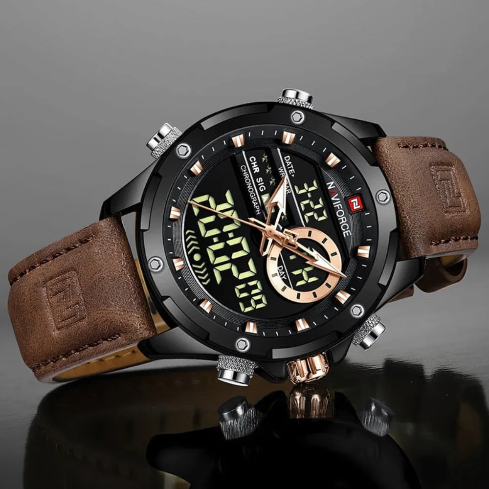 Dual Mode Digital Mens Military Watch Waterproof