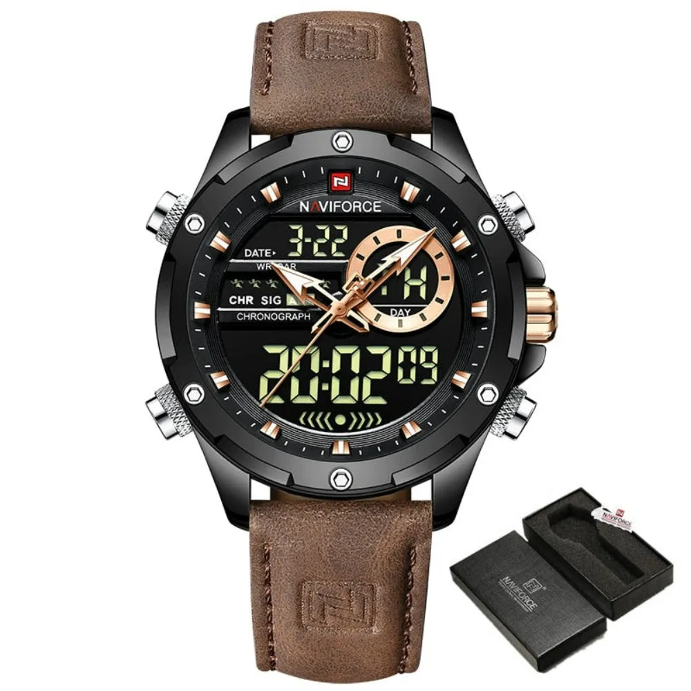 Dual Mode Digital Mens Military Watch Waterproof