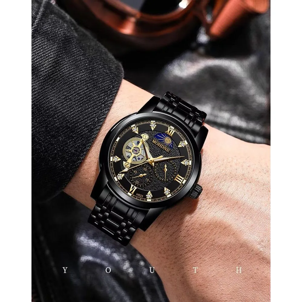 Elegant Quartz Crystal Glass Leather Watch