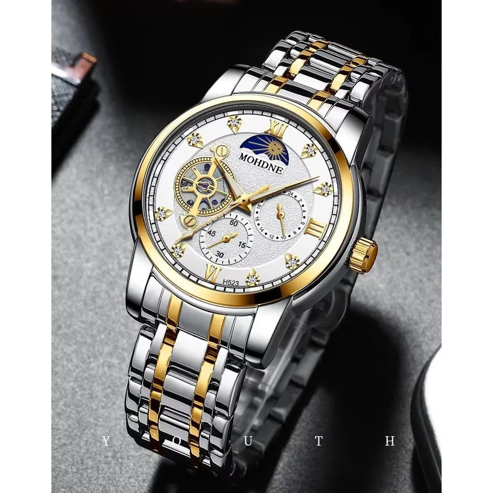 Elegant Quartz Crystal Glass Leather Watch