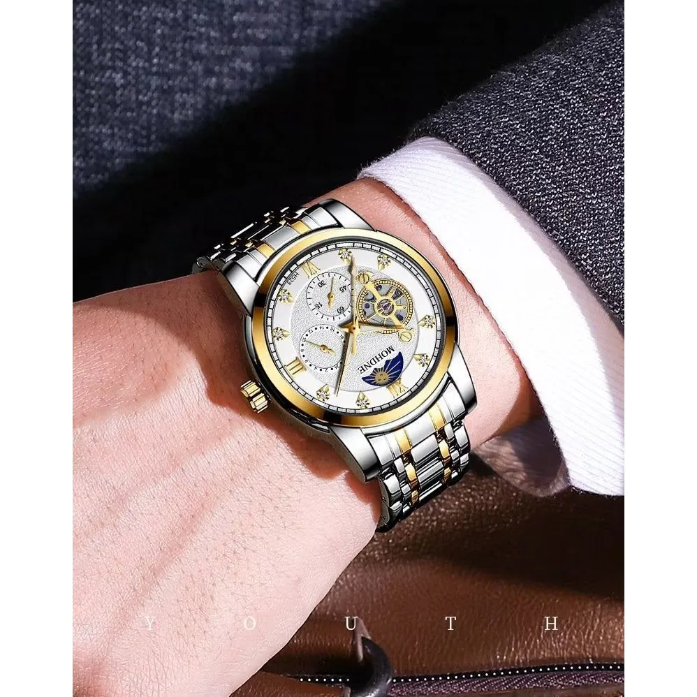 Elegant Quartz Crystal Glass Leather Watch