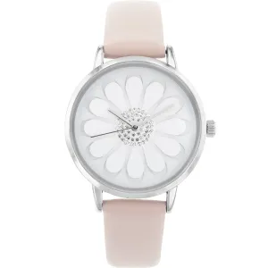 Ellis & Co 'Ella' Nude Leather With Silver Tone Face Women's Watch