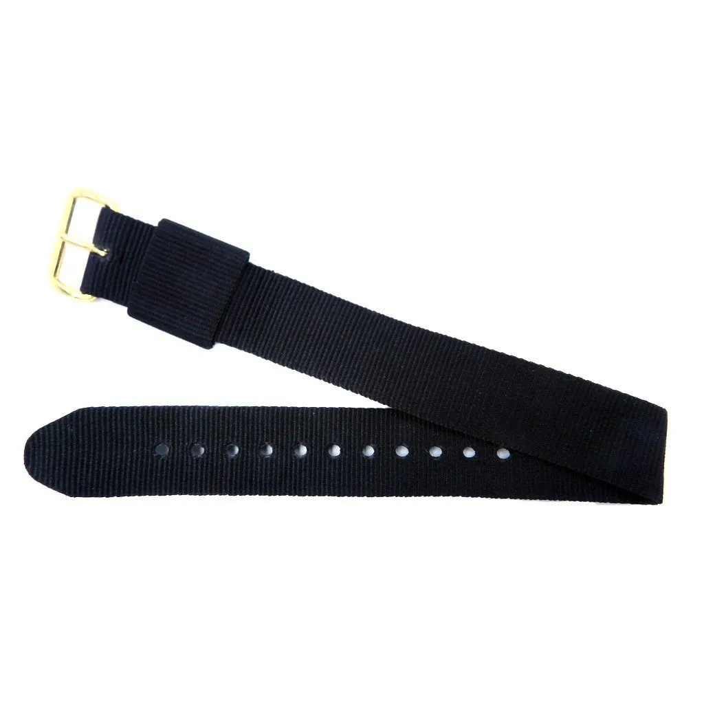 Euro Collection Black Slip Thru One Piece Nylon Watch Strap