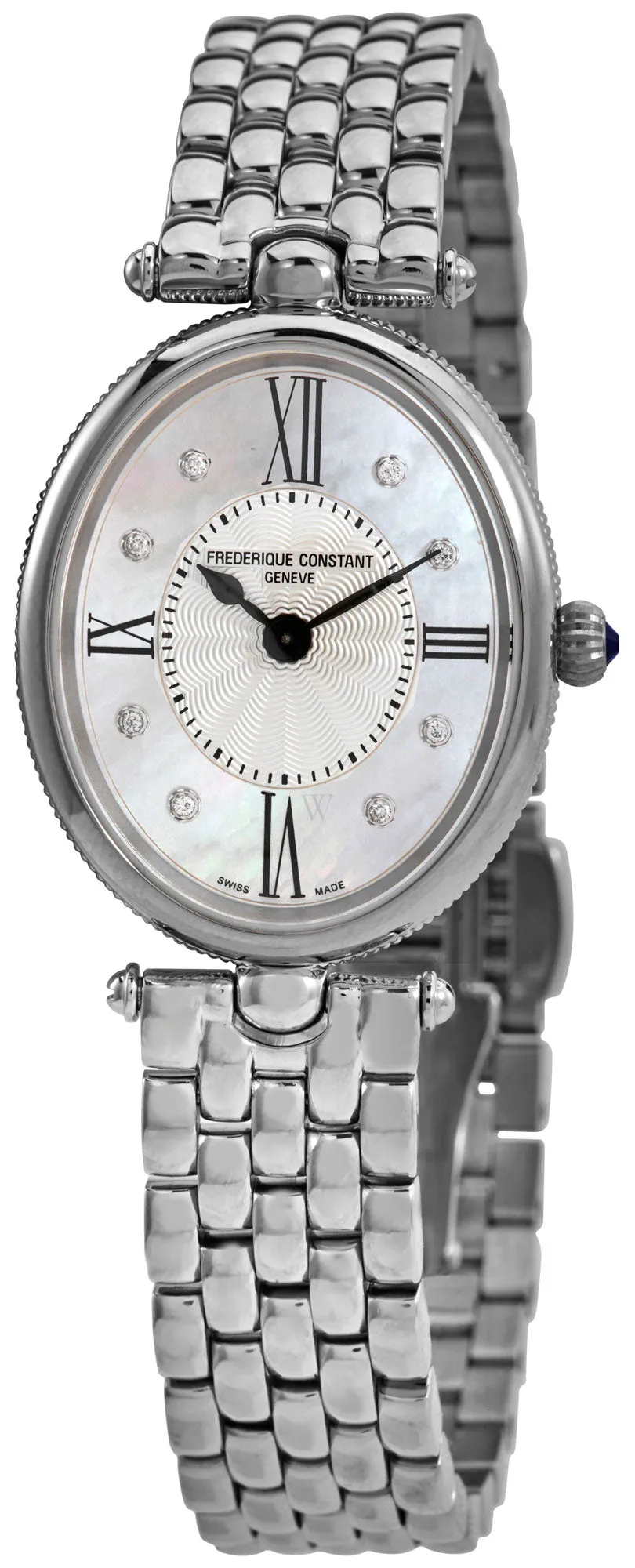 Frederique Constant Classics Art Deco Stainless Steel Oval Case Mother-of-Pearl Dial Diamonds Quartz Womens Watch FC-200RMPW2V6B