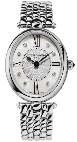 Frederique Constant Classics Art Deco Stainless Steel Oval Case Mother-of-Pearl Dial Diamonds Quartz Womens Watch FC-200RMPW2V6B