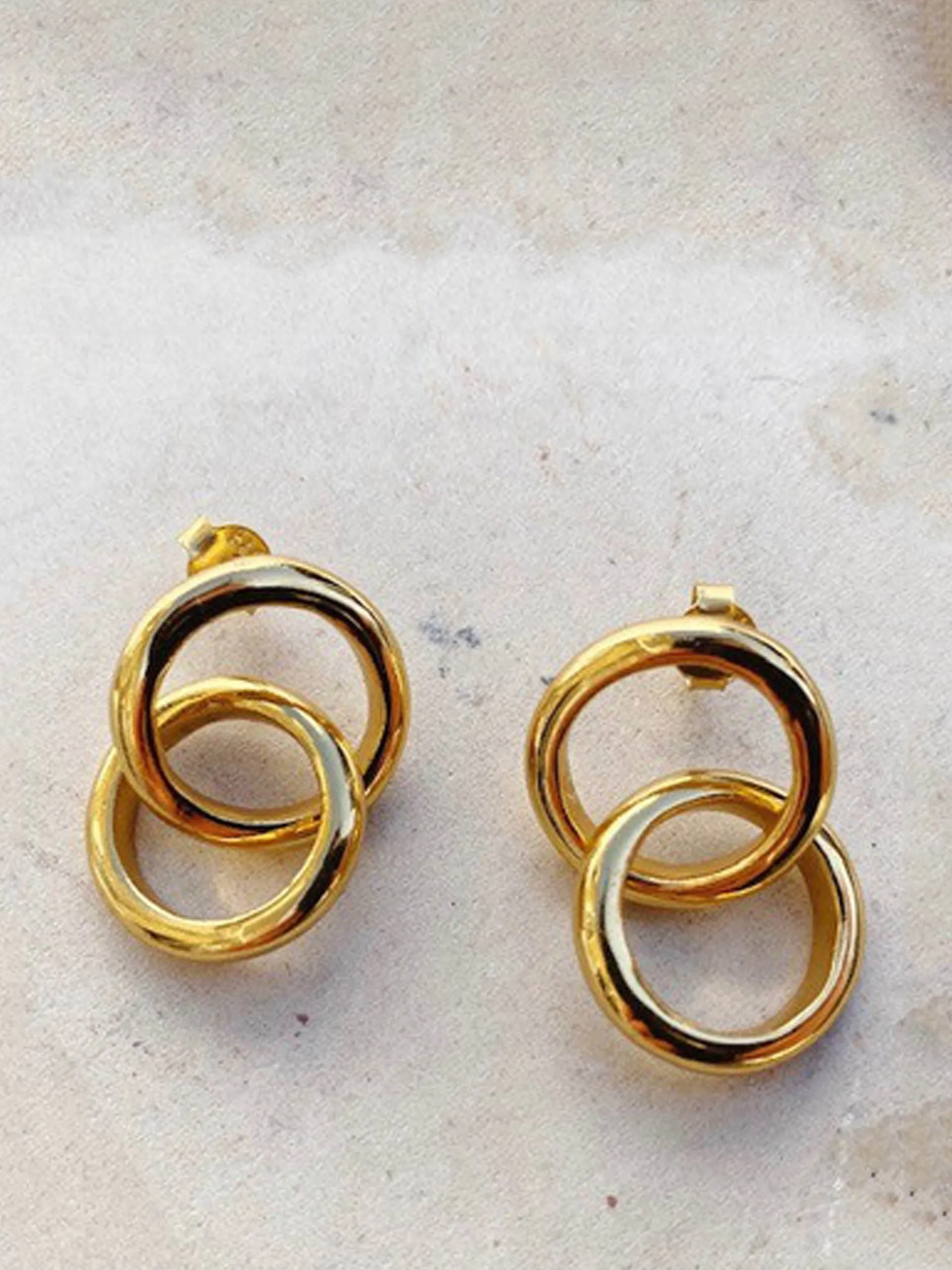 Gold Celestine double hoops