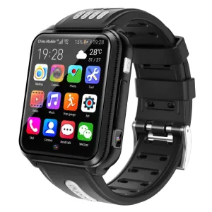 H1 1.54 inch Full-fit Screen Dual Cameras Smart Phone Watch, Support SIM Card / GPS Tracking / Real-time Trajectory / Temperature Monitoring(Black Grey)