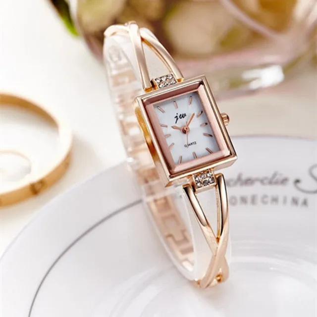 JW Rose Gold Quartz Watch Women Clock Luxury Brand Stainless steel Bracelet watches Ladies Dress Crystal Wristwatches relogio