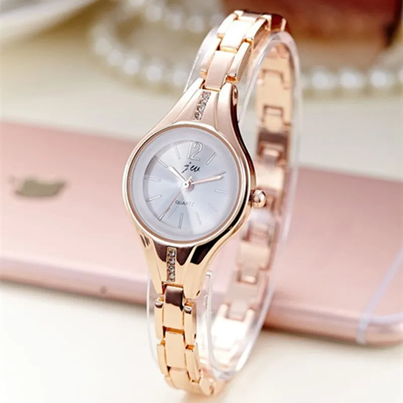 JW Rose Gold Quartz Watch Women Clock Luxury Brand Stainless steel Bracelet watches Ladies Dress Crystal Wristwatches relogio