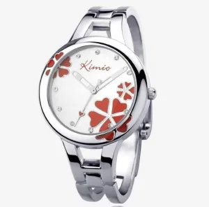 Kimio Fashion Brand Dress Ladies Bracelet Watches for Women Diamond Jewel Lucky Clover Stainless Quartz Watches