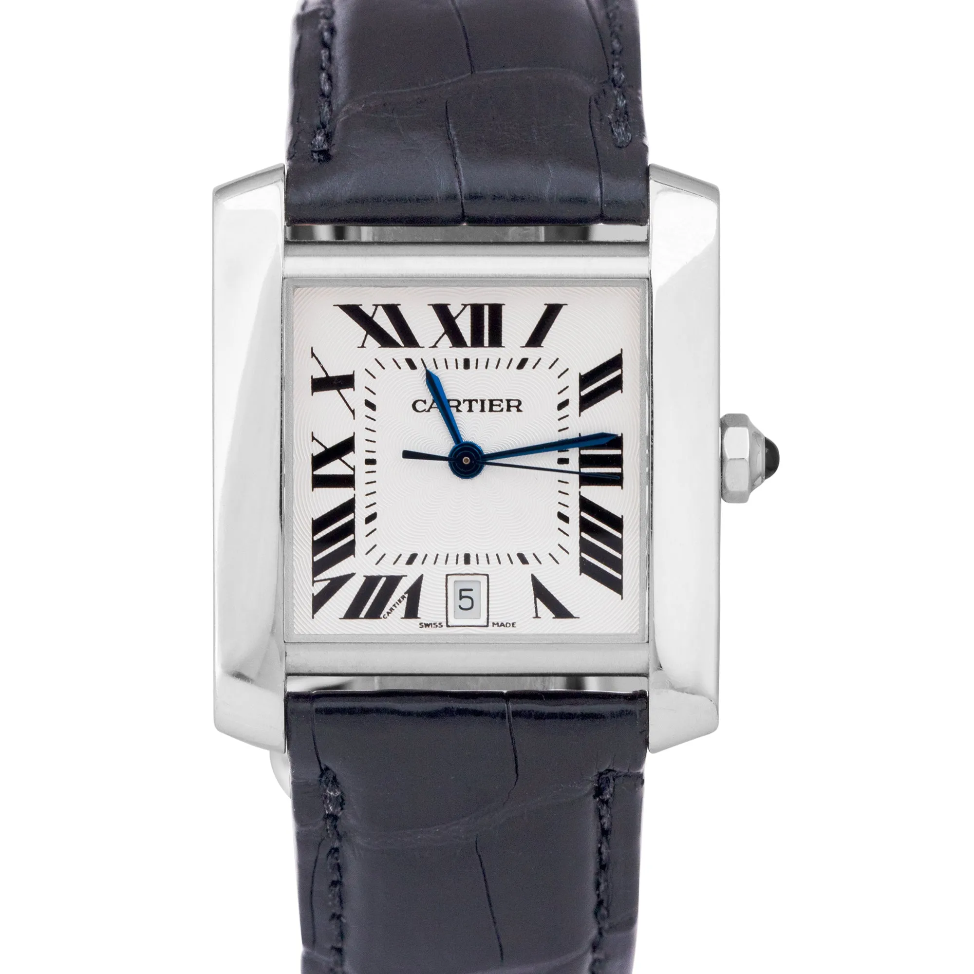 Ladies Cartier Tank Française 18K White Gold 28mm Automatic Date Watch 2366