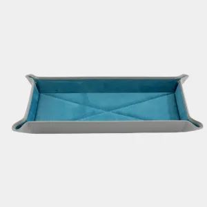 Light Grey Leather & Cobalt Suede Large Travel Tray