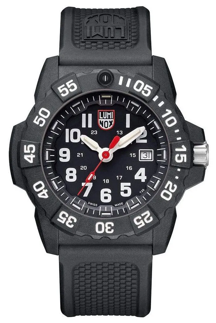 Luminox Navy SEAL CARBONOX Black Dial Black Rubber Strap Date Divers Quartz Mens Watch XS.3501.F