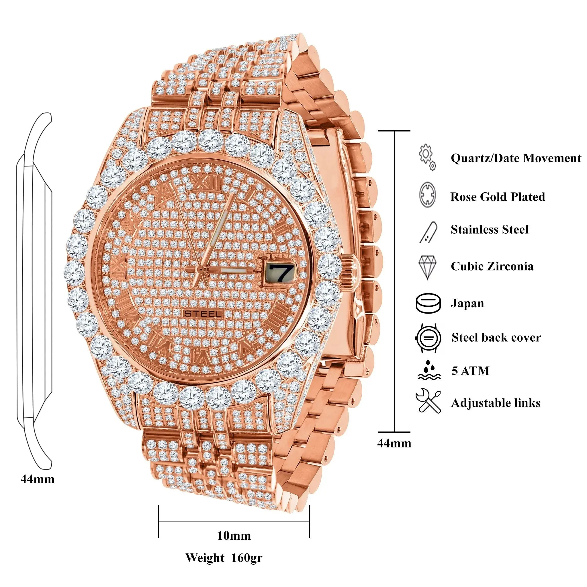 LUXURY ICE TIMEPIECE WITH METEORITE DESIGN | 530545