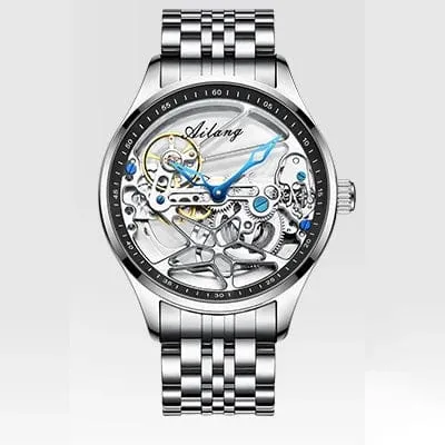 Luxury Skeleton Mechanical Watch for Men - Transparent Hollow Design, Automatic Movement