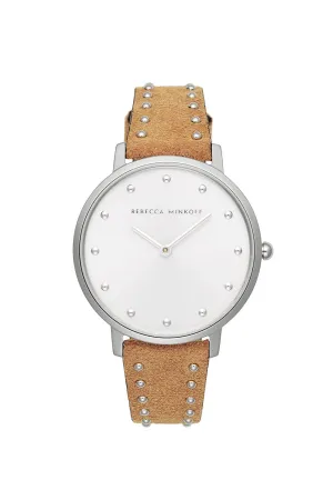 Major Silver Tone Honey Stud Strap Watch, 35mm