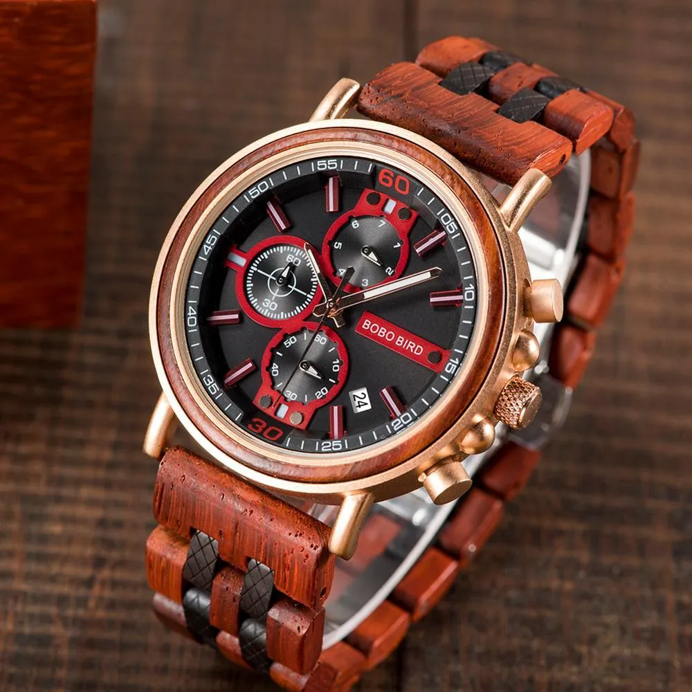 Men Luxury Customised Wooden Carved Watches