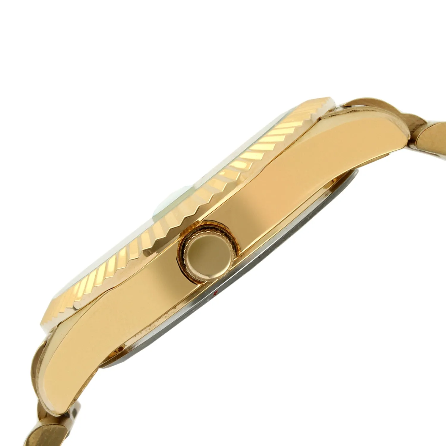 Men's 40mm Gold Face Fluted Bezel Gold Bracelet Watch