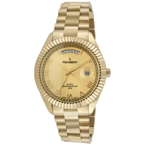 Men's 40mm Gold Face Fluted Bezel Gold Bracelet Watch