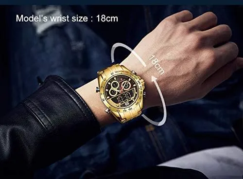 Mens Analog Digital Sport Watches Waterproof Multifunction Chronograph