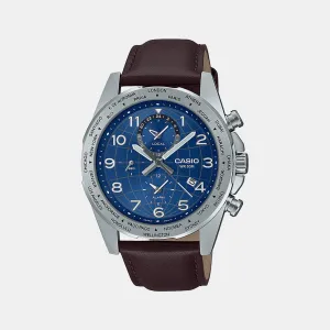 Men's Blue Chronograph Leather Watch A2150 - MTP-W500L-2AVDF